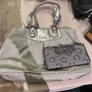 Coach Metallic Silver and Gray Shoulder Bag Set